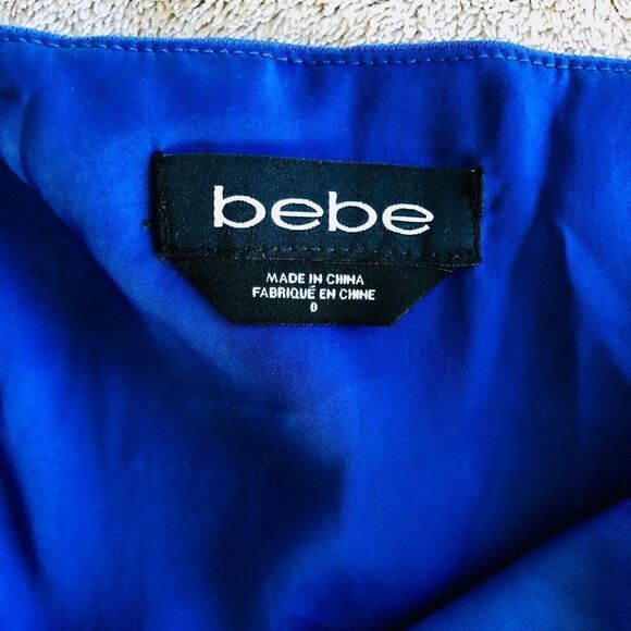 NWOT Bebe Blue High Waist Fit and Flare Embroidered Dress - Picture 15 of 16